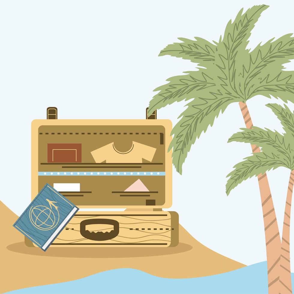luggage in the beach vector