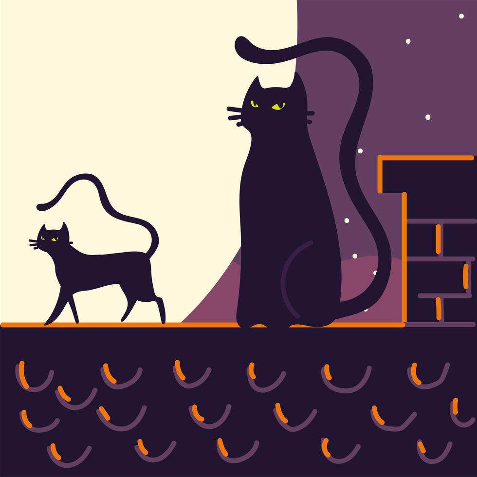 black cats on roof vector