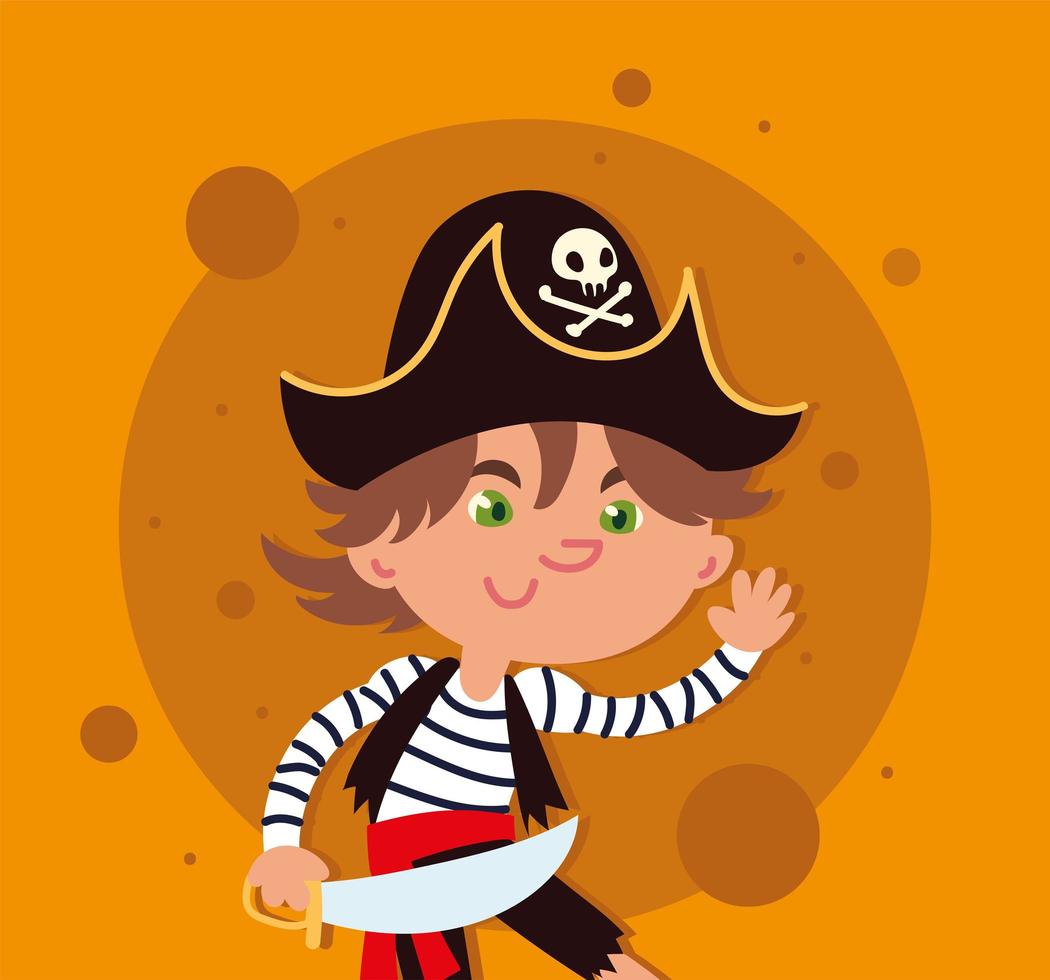 niño disfrazado de pirata vector
