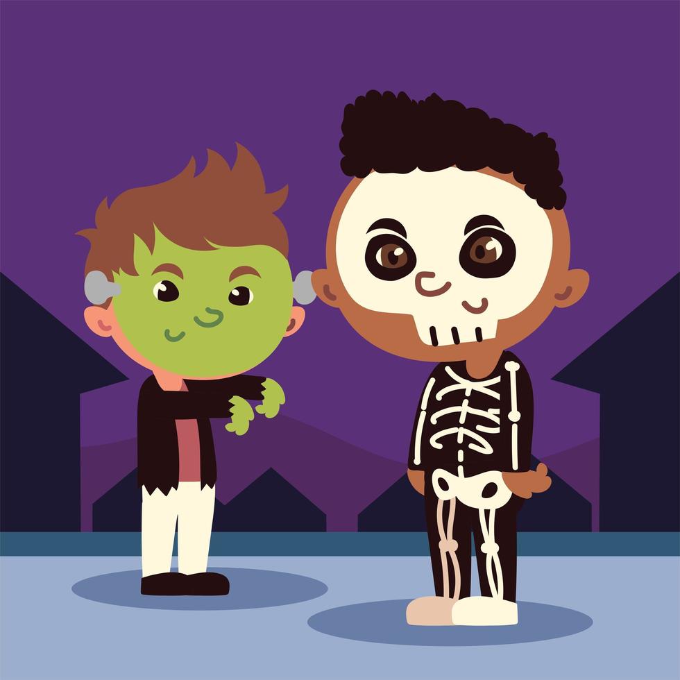 boys in funny costumes vector