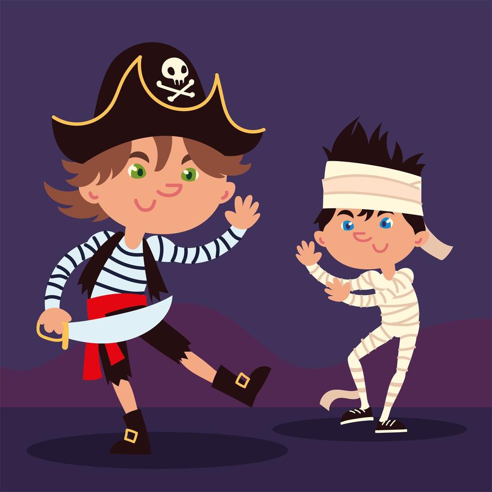 funny boys in costumes vector