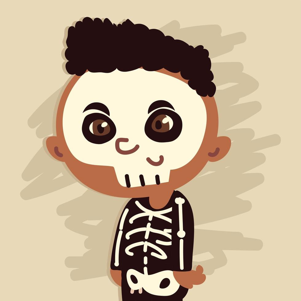 boy in skeleton costume vector