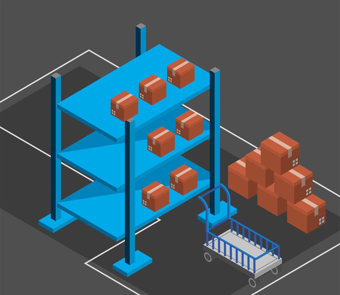 warehouse boxes industry vector