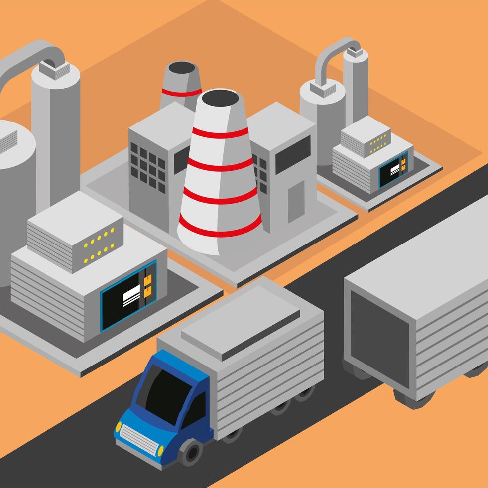 factory trucks industry vector
