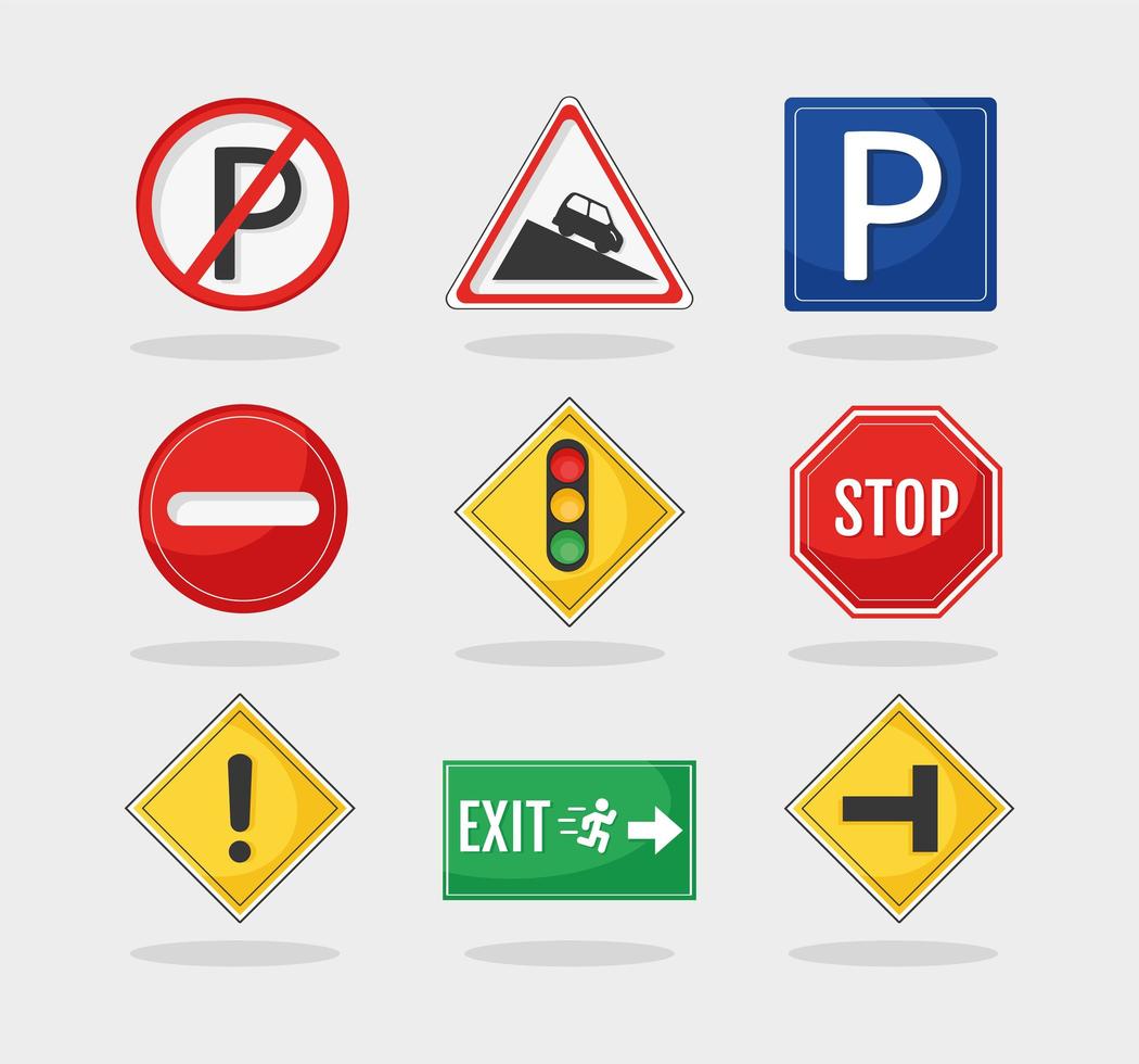 traffic road nine signals vector