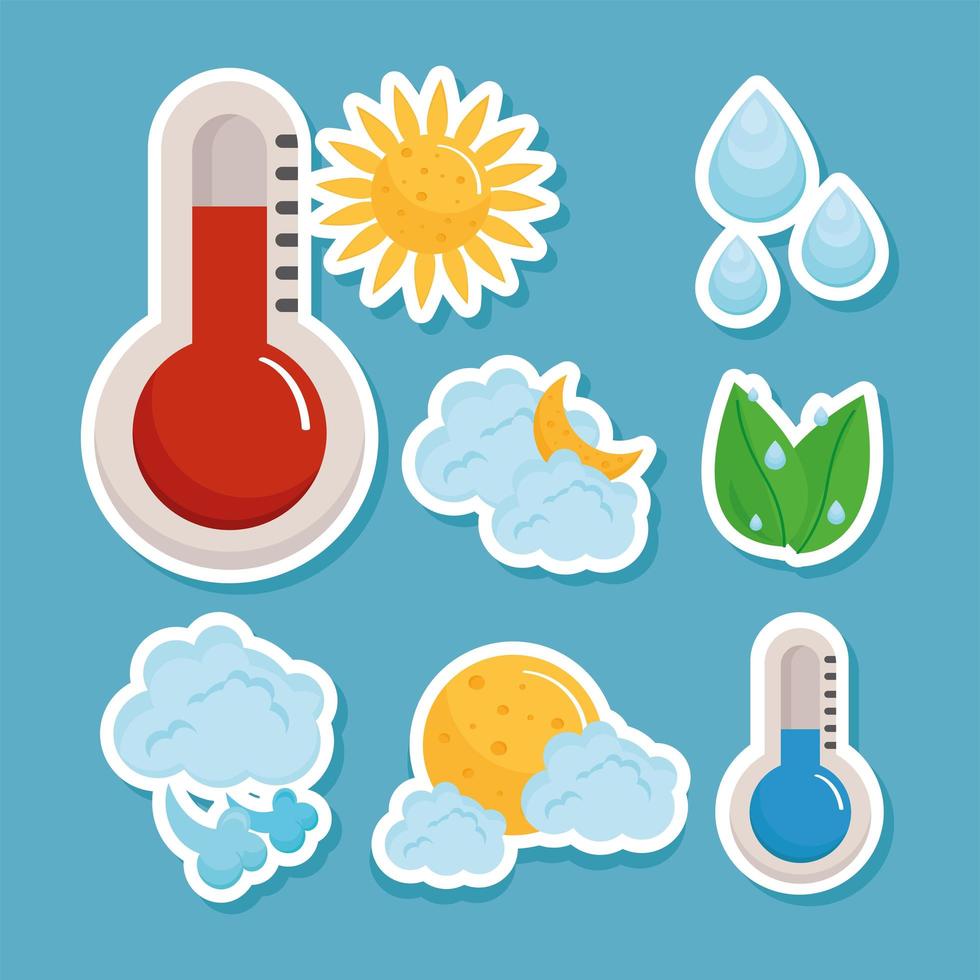 eight weather forecast icons vector