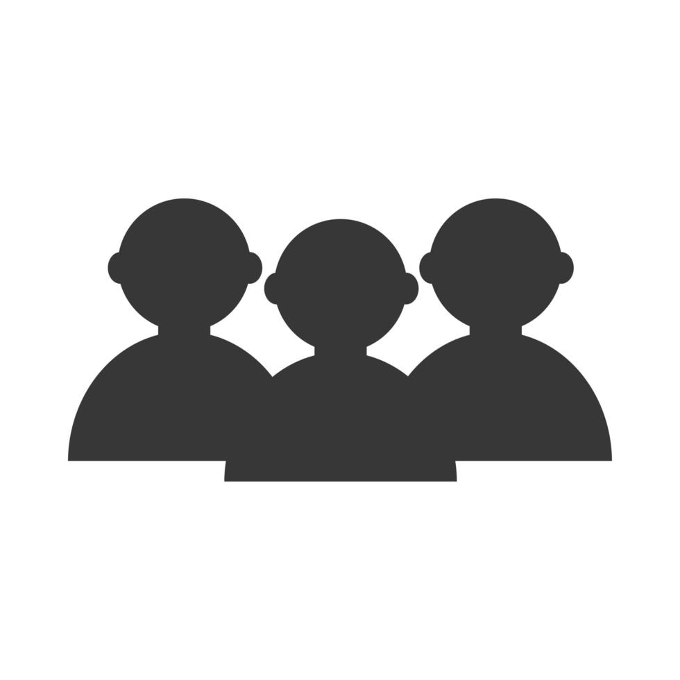 three silhouettes users avatars vector