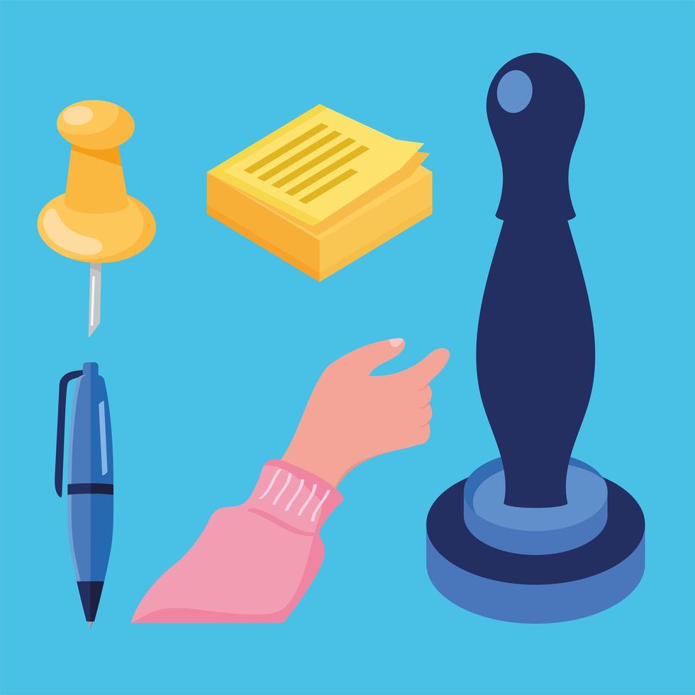 five notary services icons vector