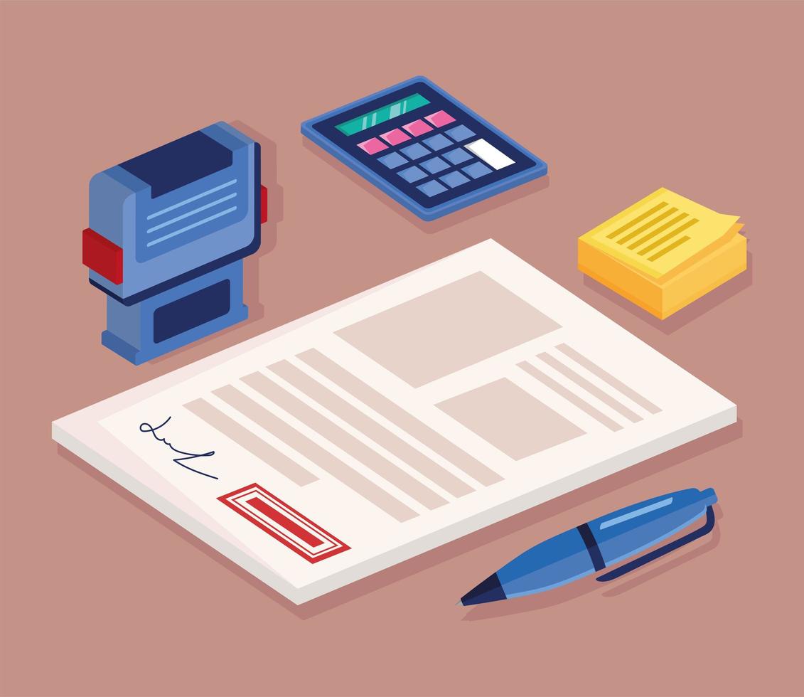 document and notary services icons vector