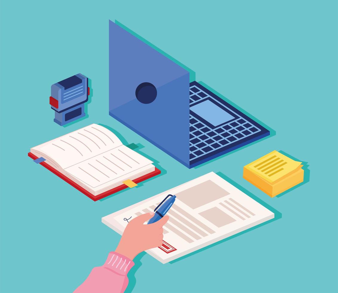 laptop and notary icons vector