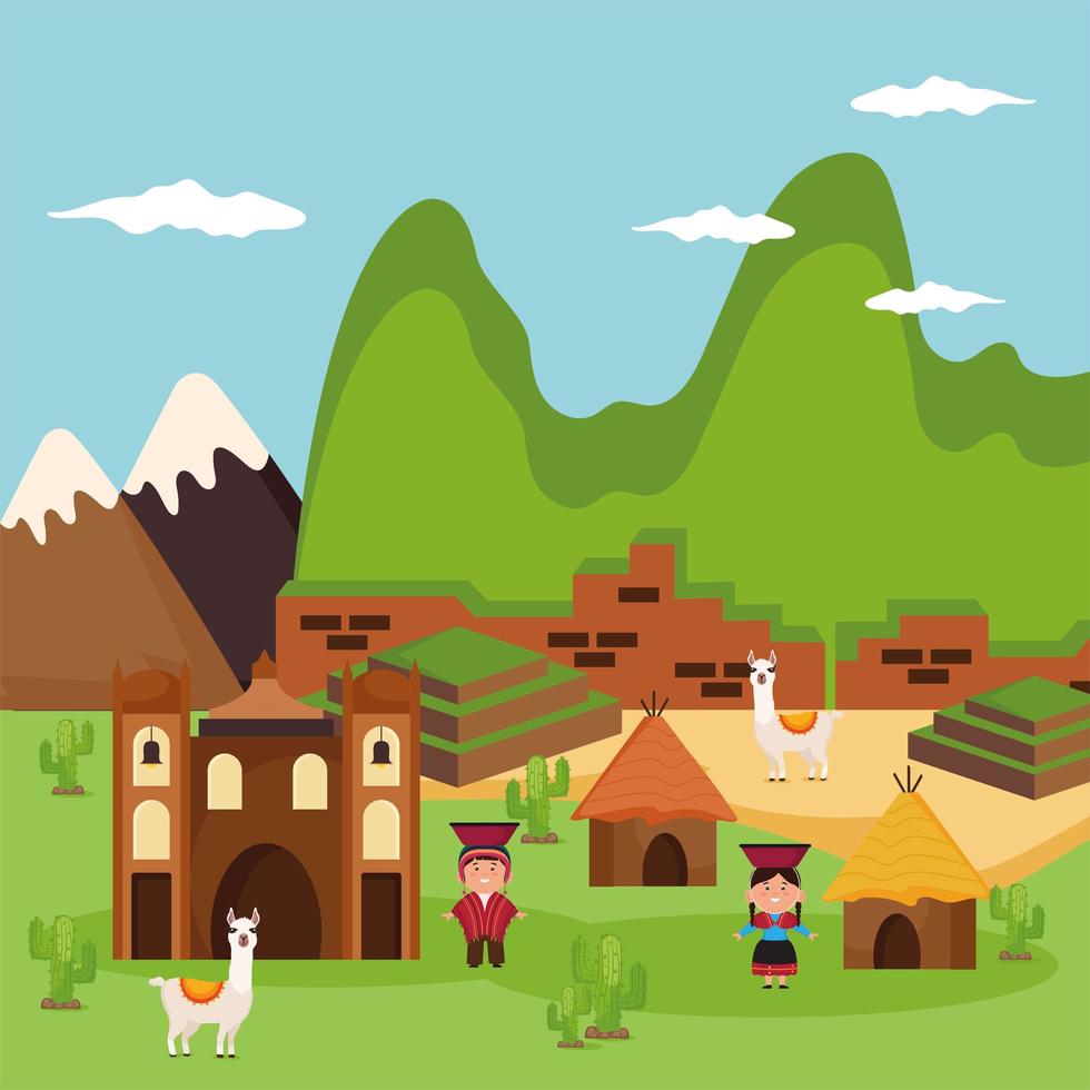 paisaje cultural peru vector