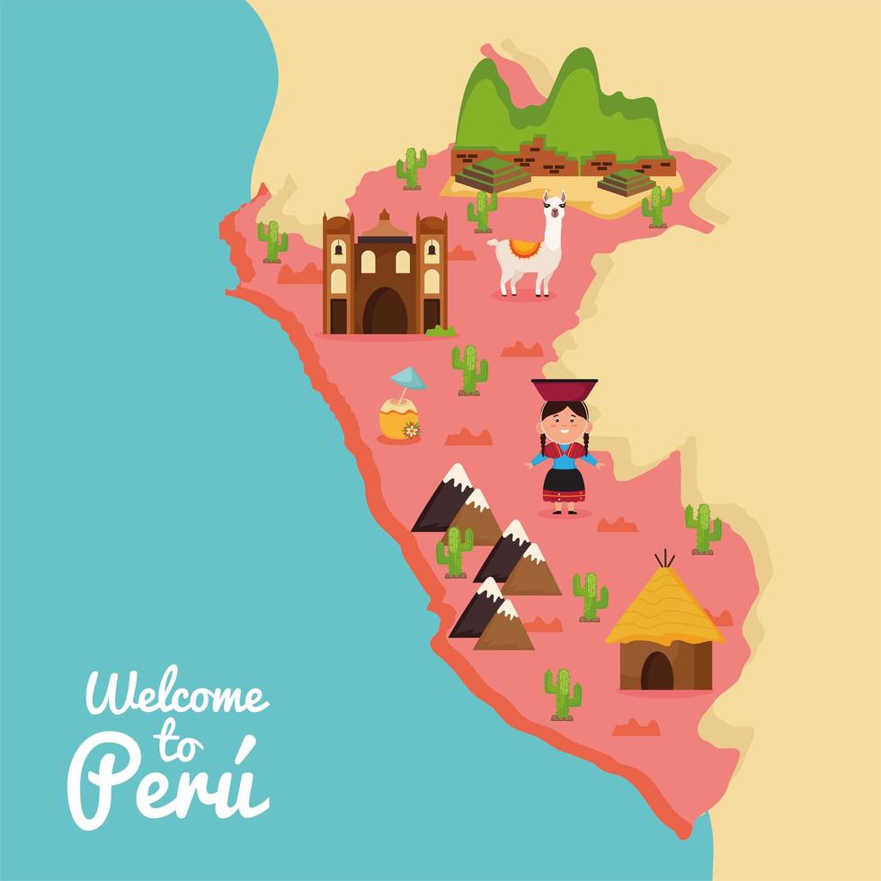 welcome to peru lettering vector