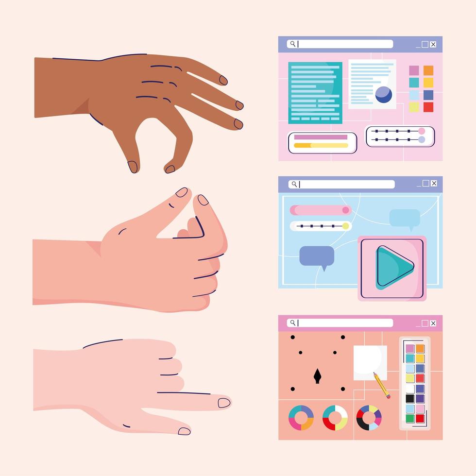 six design studio icons vector