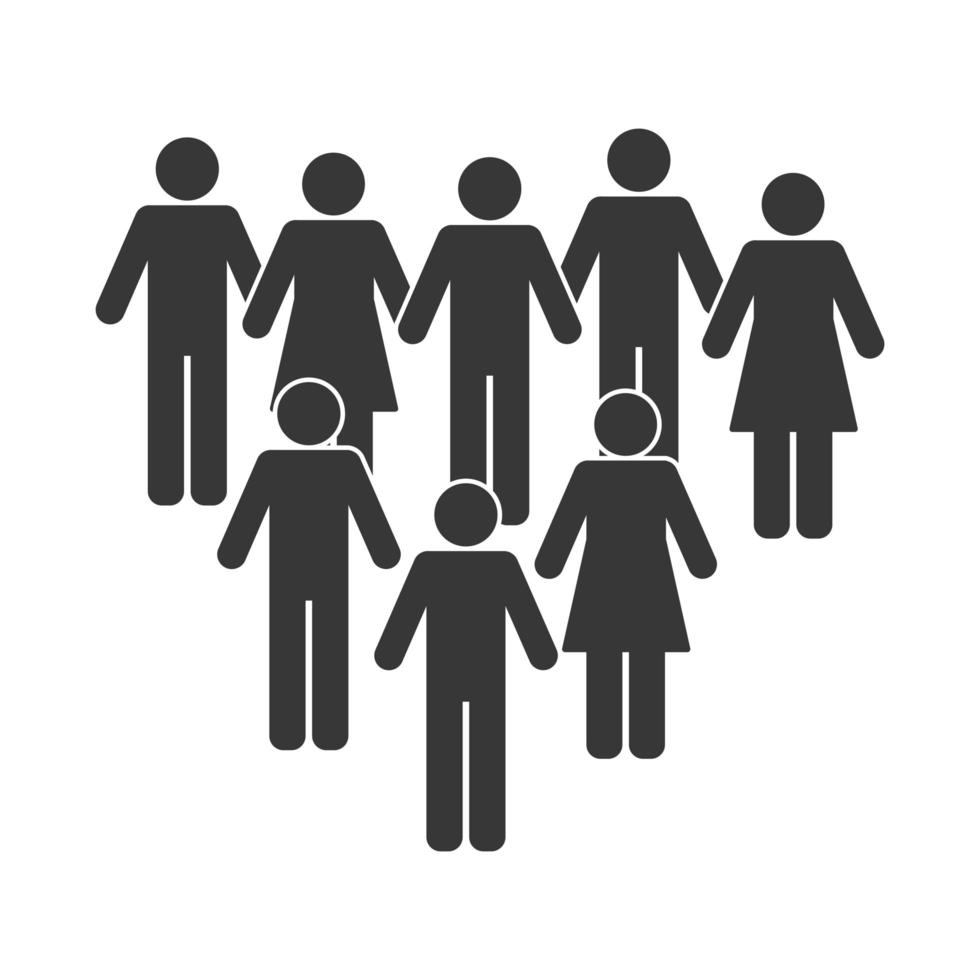 eight silhouettes figures avatars vector
