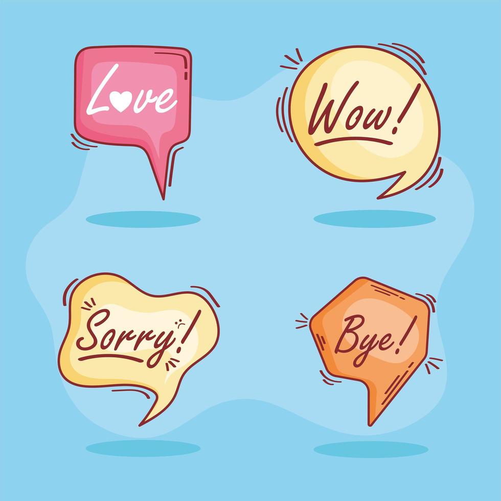 four text balloons doodle icons vector