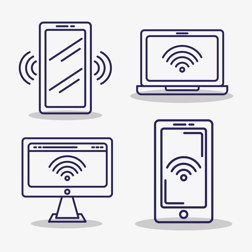 four wireless signal icons vector