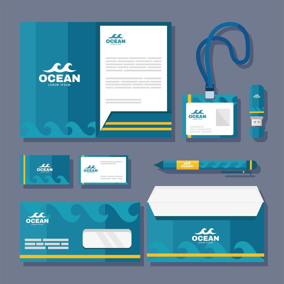eight identity brand icons vector