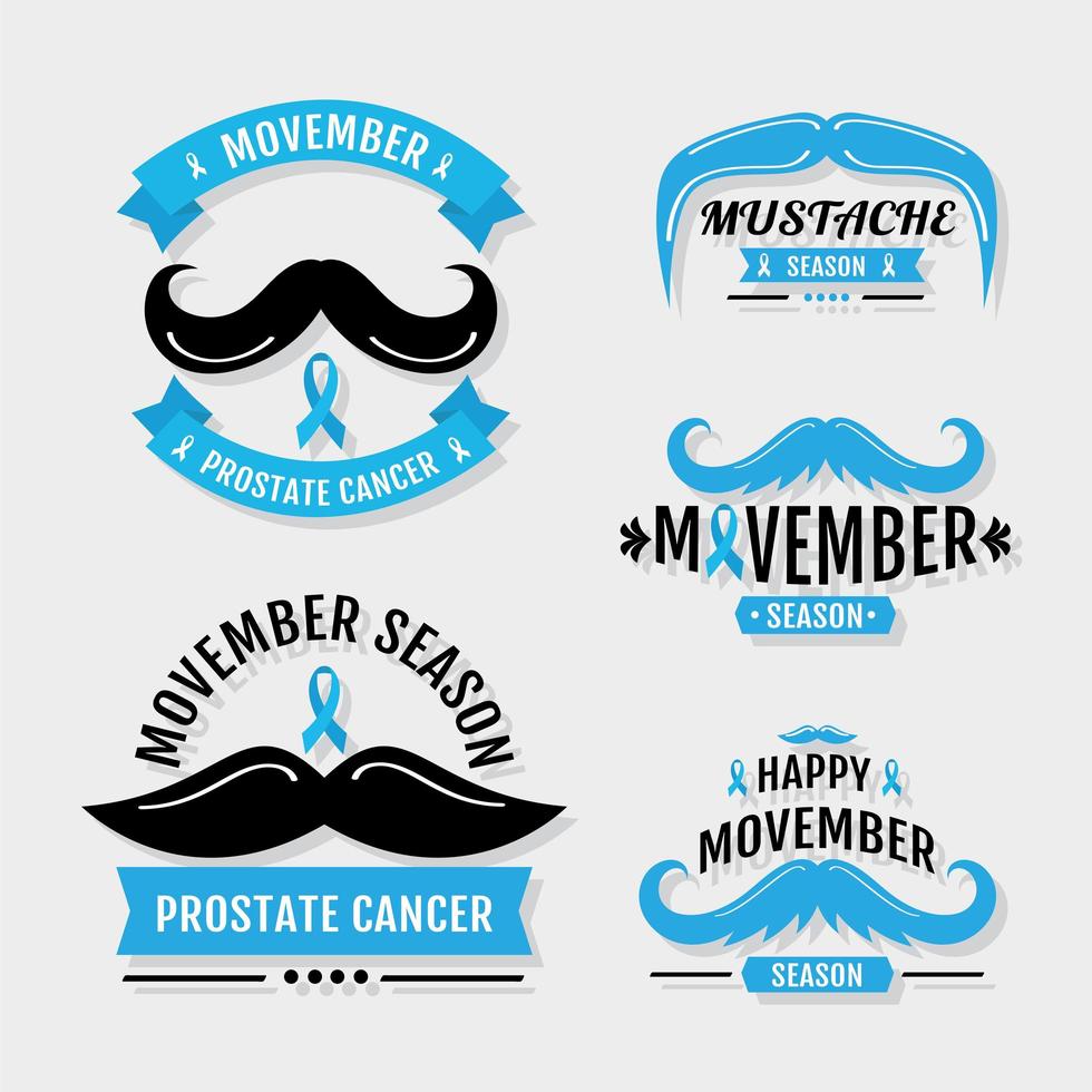 five movember campaign emblems vector