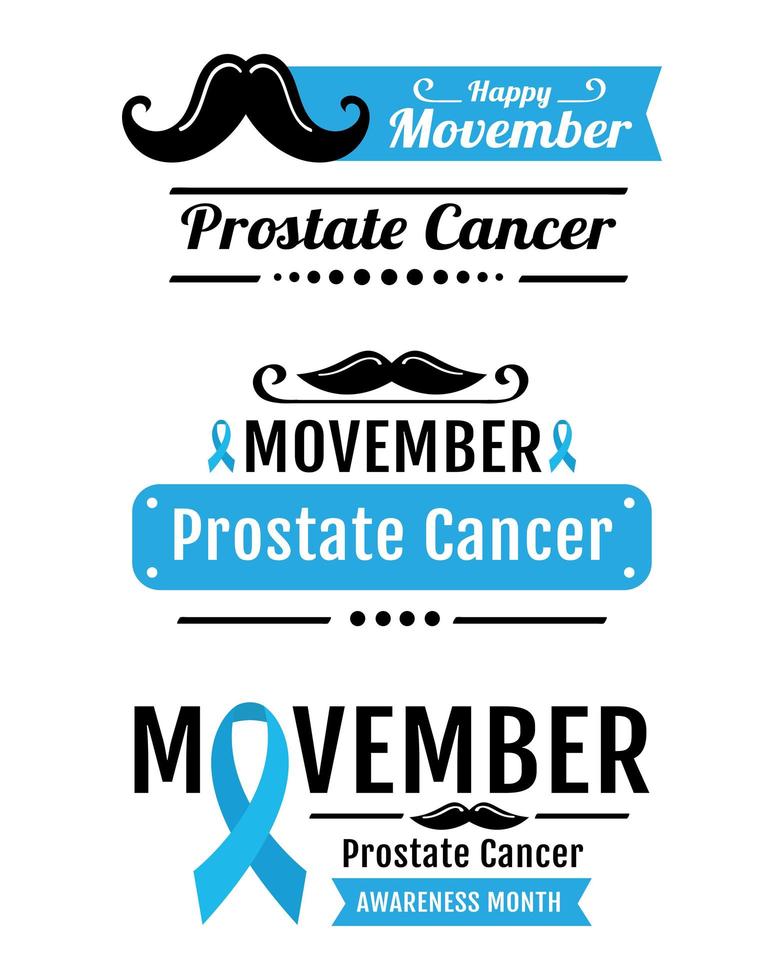 three movember campaign emblems vector