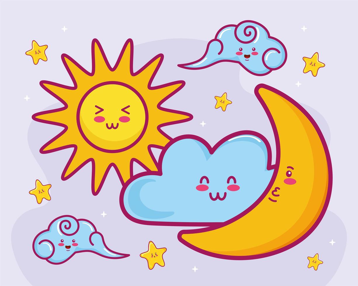 clouds ,sun and moon vector