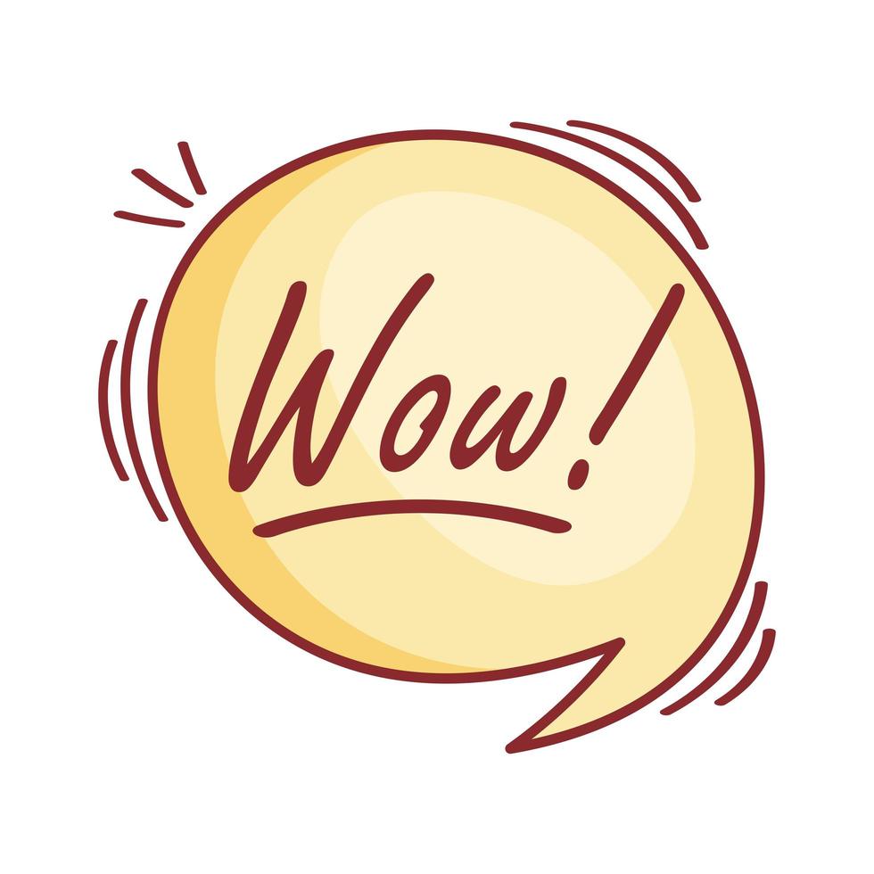 wow en doodle bubble vector