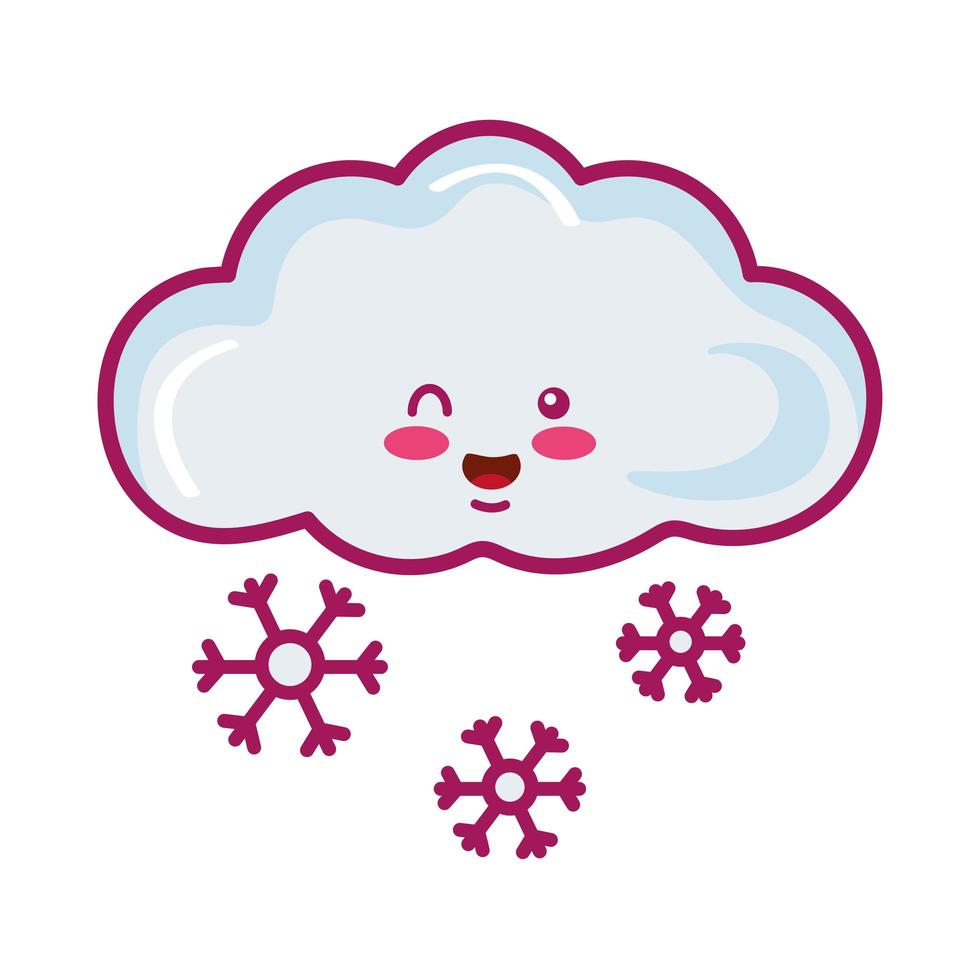 nube nevando kawaii vector