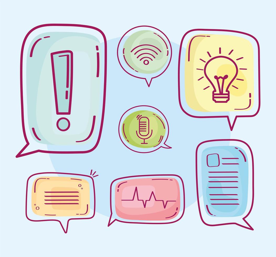seven speech bubbles vector