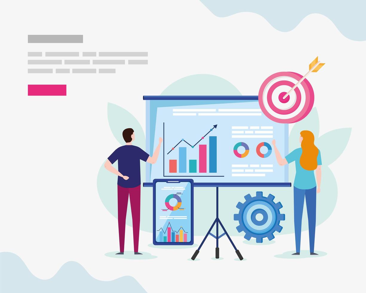 analytics data with paperboard vector
