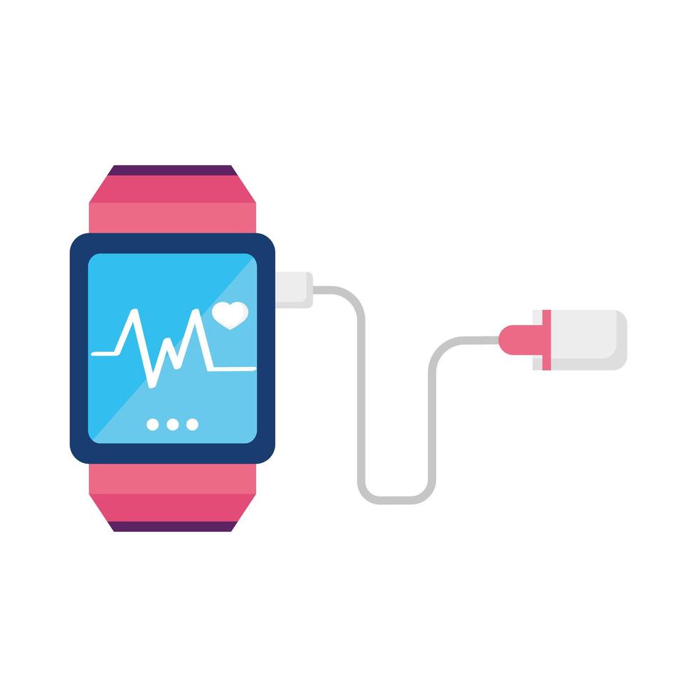 smartwatch plug with heartbeat vector