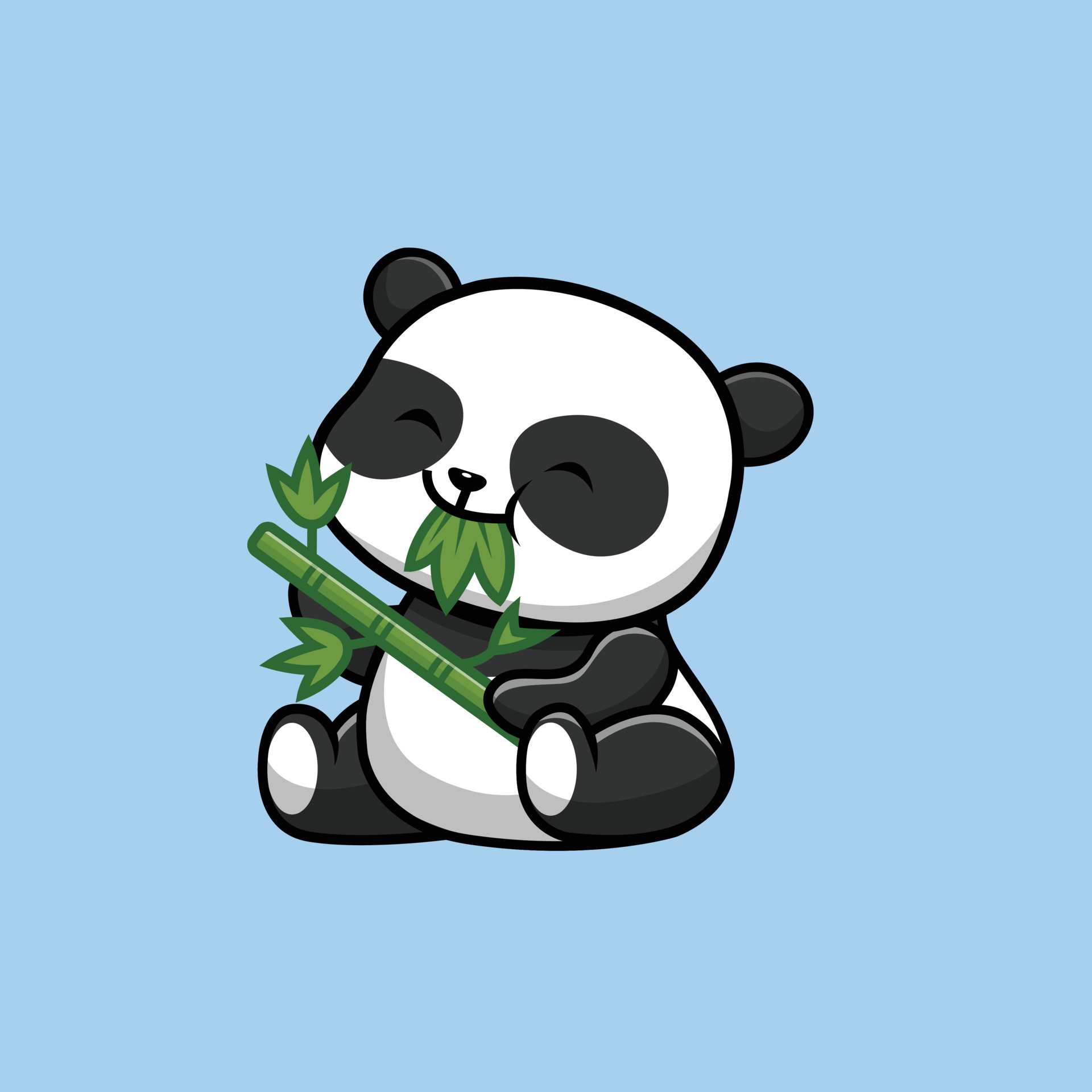 Panda And Bamboo Cartoon