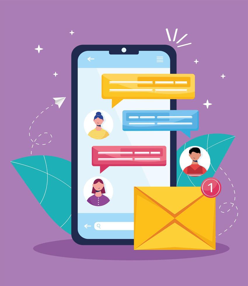 messaging smartphone and email vector