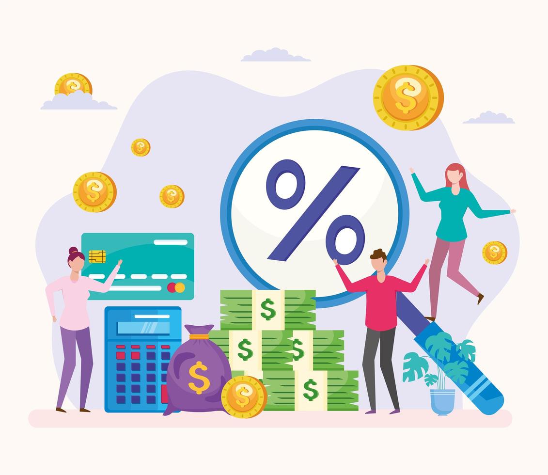 businesspeople with financial management vector