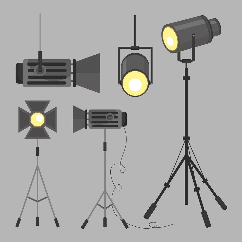 spotlight lamps collection vector