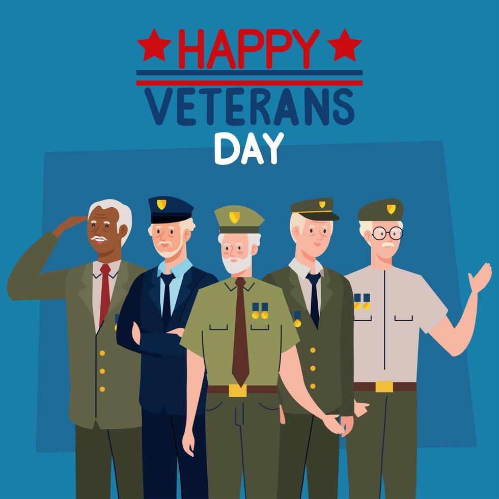 happy veterans day lettering vector