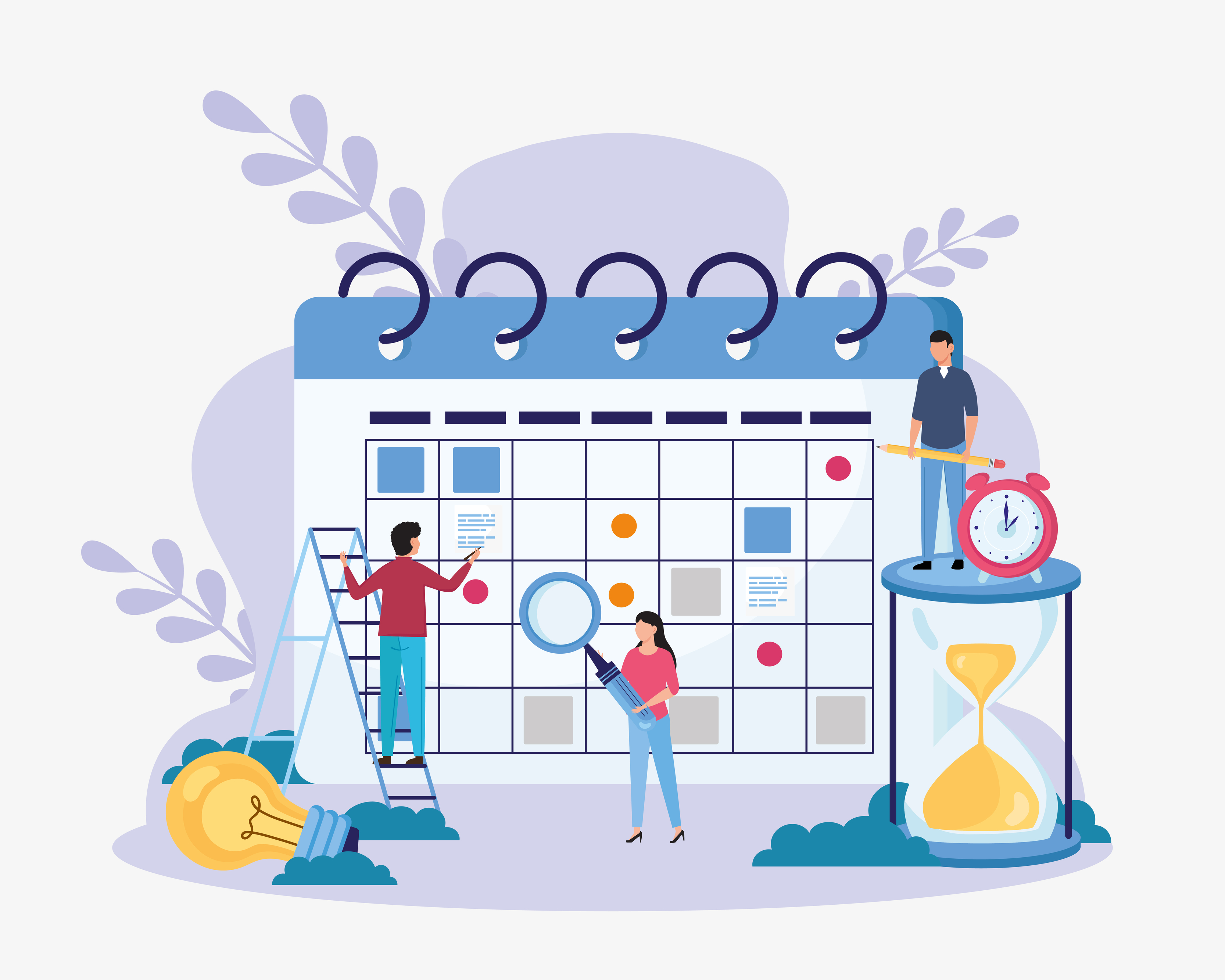 People planning on calendar 4210979 Vector Art at Vecteezy