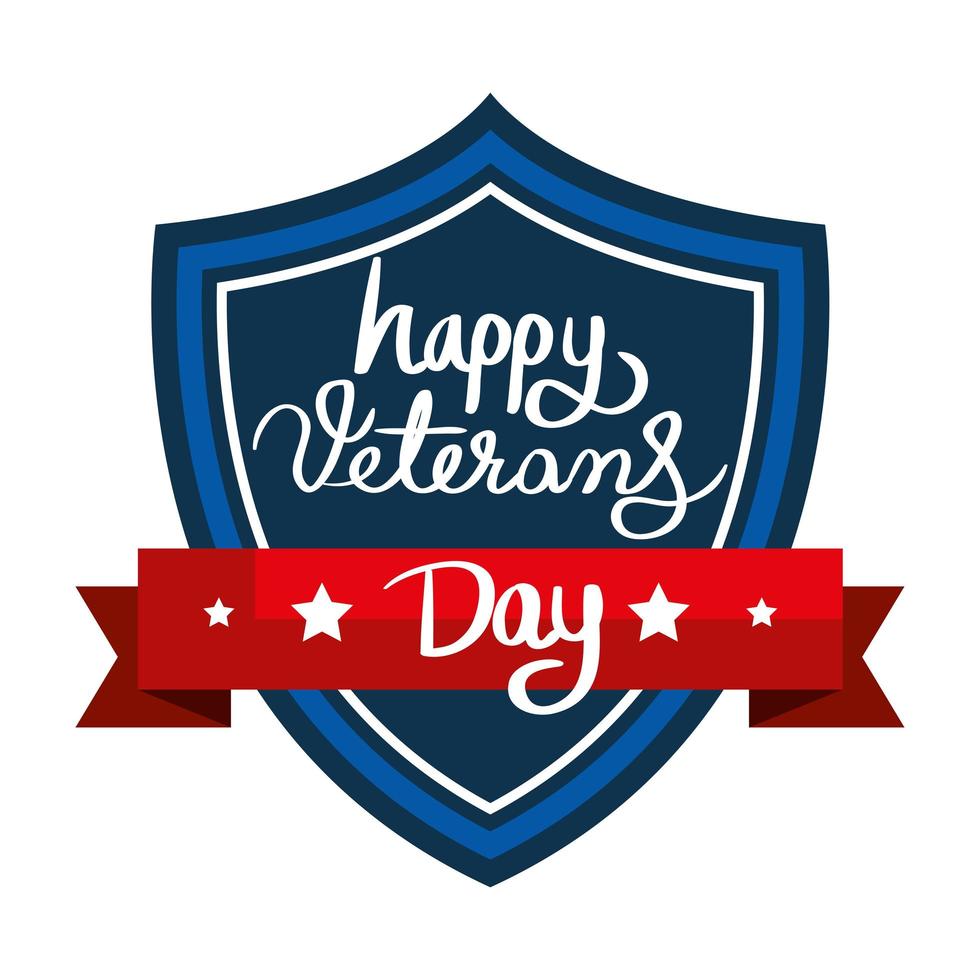 happy veterans day shield vector