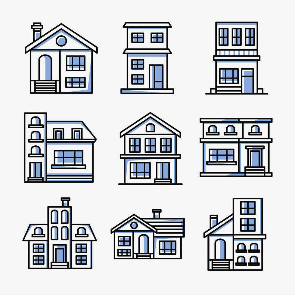 city houses symbol collection vector