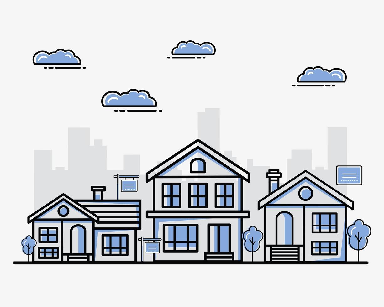 conjunto de casas inmobiliarias vector