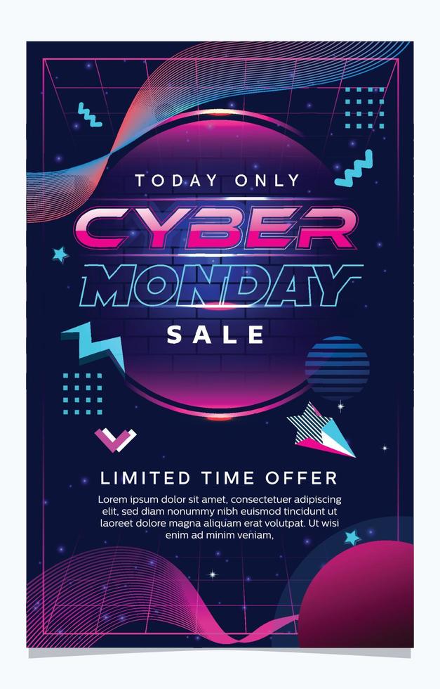 Red and Blue Cyber Monday Poster vector