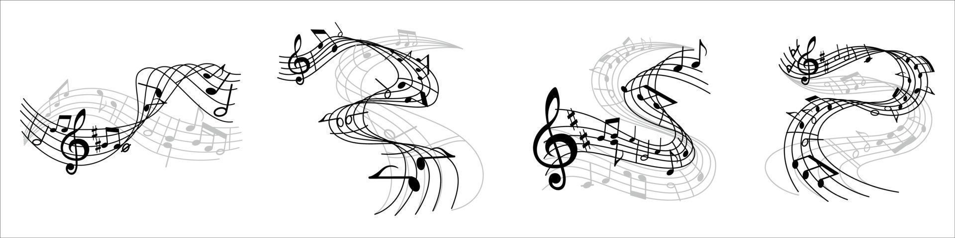 musical note waves vector