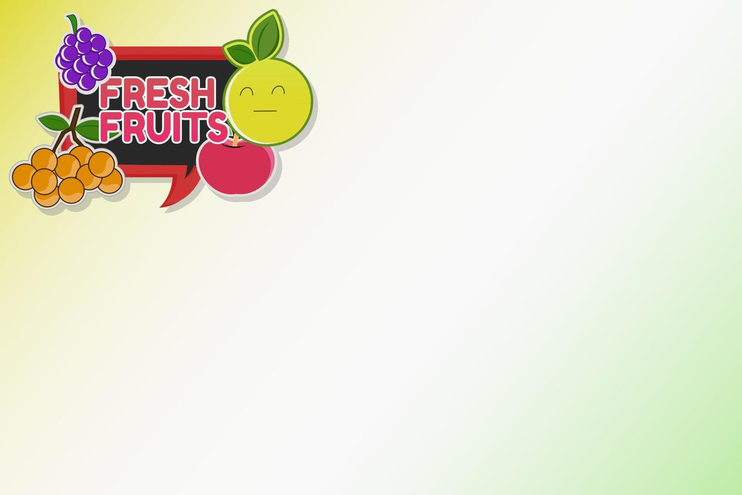 fresh fruits background with negative space vector