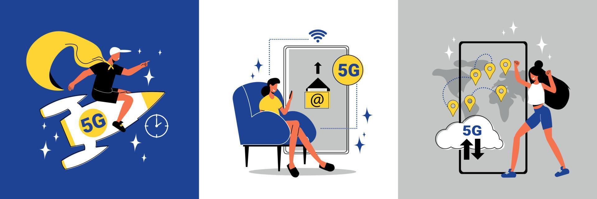 Concepto de diseño de internet 5g vector