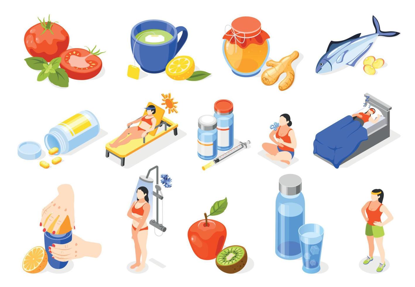 Strengthening Immunity Icon Set vector