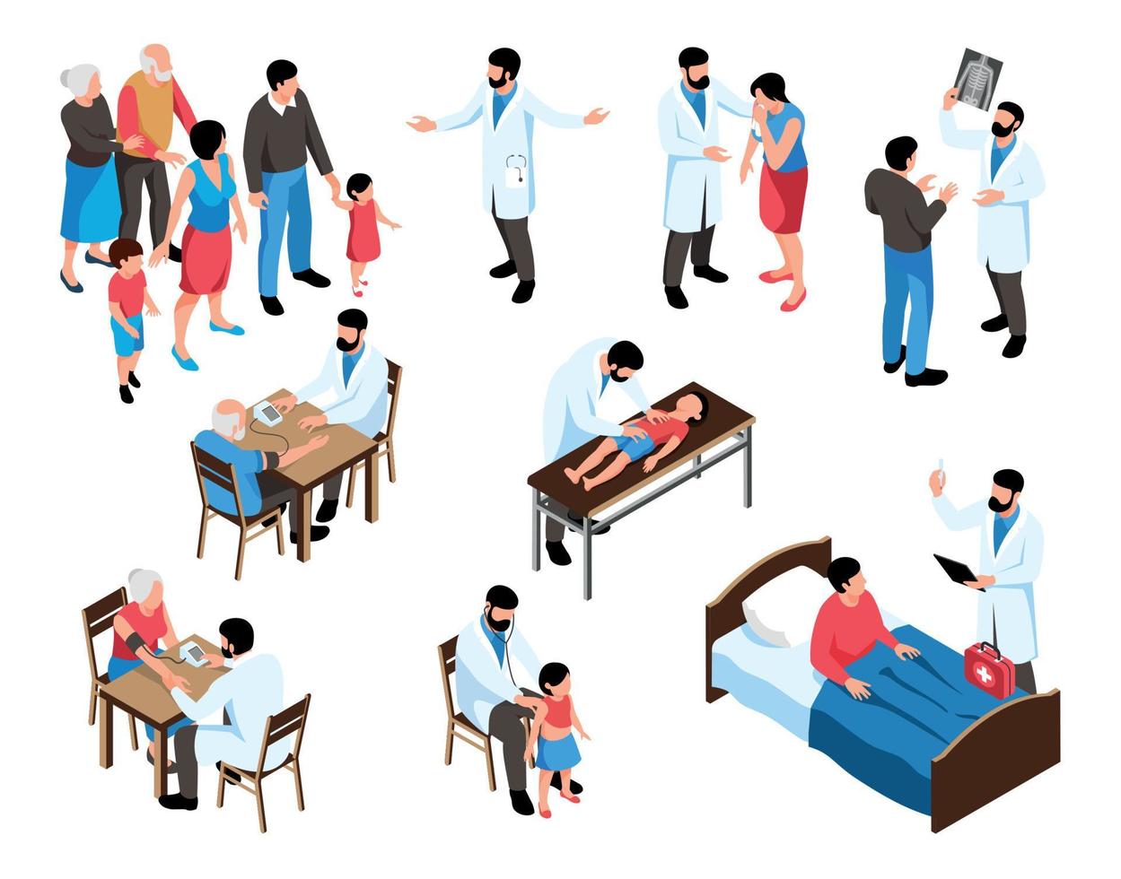 Family Doctor Icon Set vector