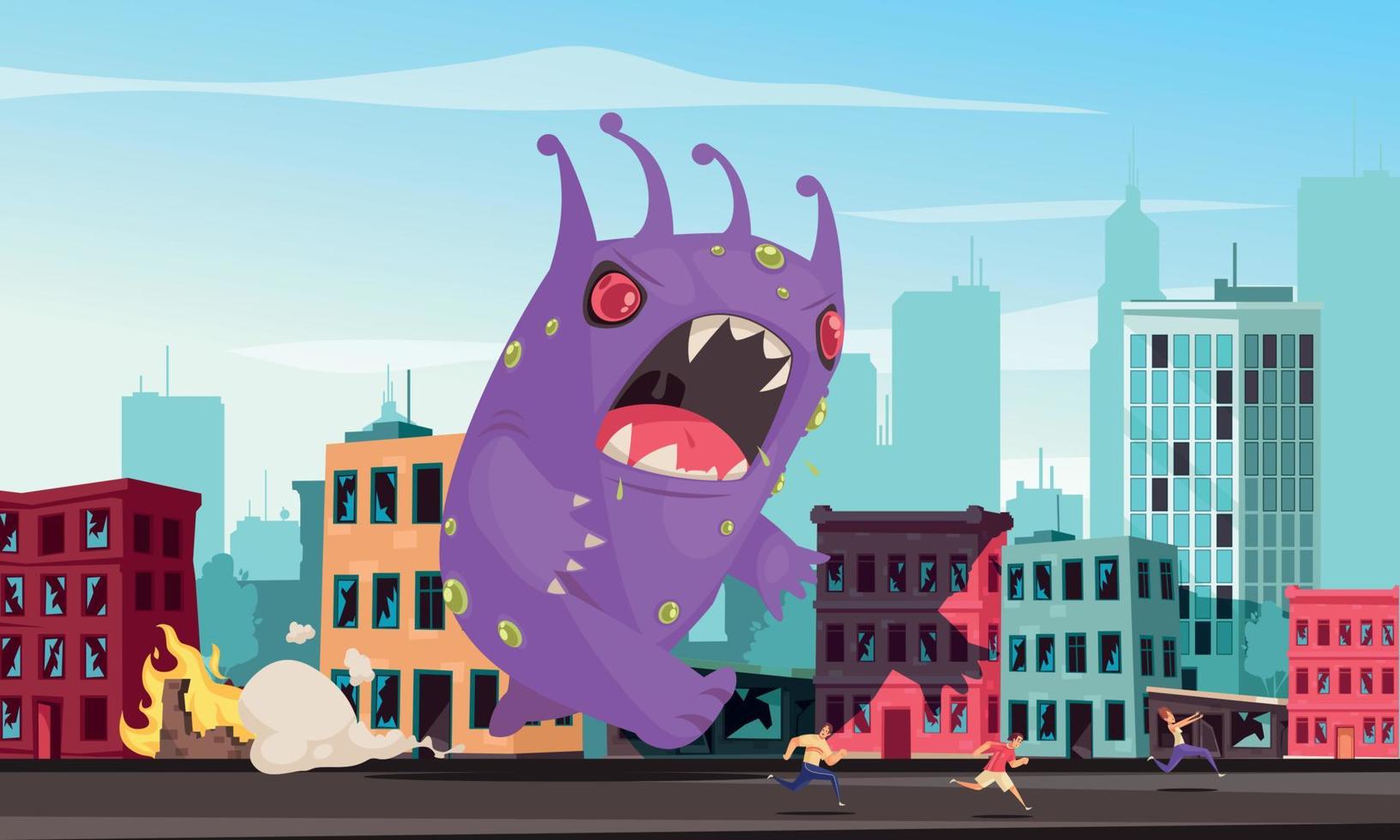 Monster Attacking City vector