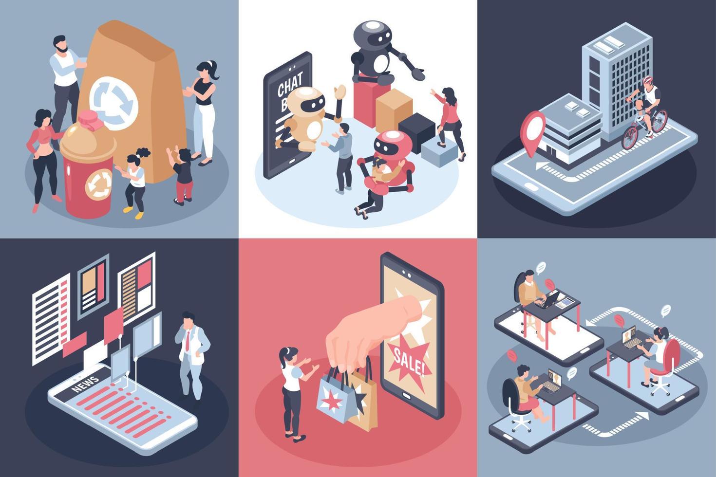 Isometric Global Consumer Trends Design Concept Set vector