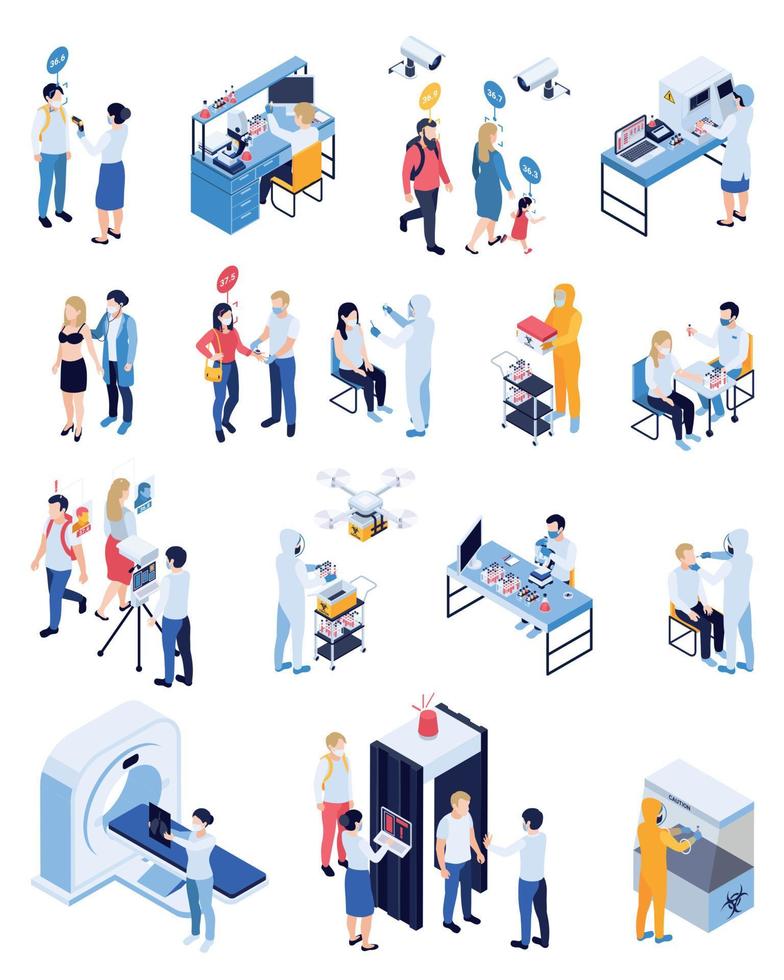 Medical Testing Isometric Set vector