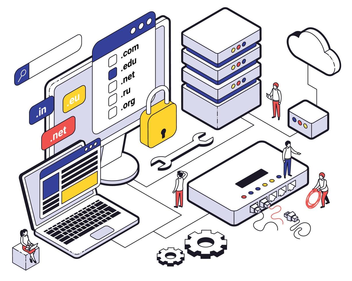 Web Hosting Isometric Concept vector