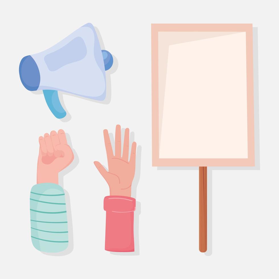 hands megaphone and banner vector