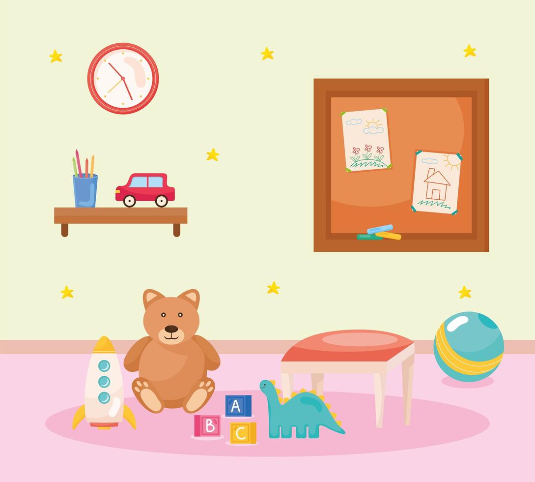 Teddy bear and toys vector